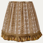 Jasper Dutch Stripe Saffron Lampshade with Check Skirt and Silk Tassel Fringe