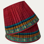 Vintage Dark Red Sari Lampshade Pure Tussah Silk