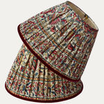 12in/31cm Vintage Hand Block Printed Fabric Lampshade with Velvet Trim