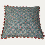 Robert Kime Hanataba Blue Decorative Cushion with Fan Edge Trim