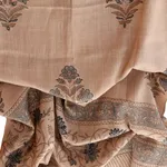 Fine Kashmir wool block printed shawl with Moghal florals