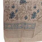 Fine Kashmir wool block printed shawl with Moghal florals