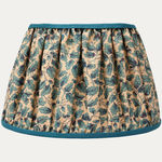 Bennison English Oakleaf Bright Blue on Beige Gathered Lampshade