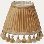 Bennison Frost Fabric Handsewn Lampshade With Samuel and Sons Tassel Trim