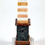 Pair of Tall Multicolored Striped Specimen Marble Obelisks, 19th Century
