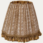 Jasper Dutch Stripe Saffron Lampshade with Check Skirt and Silk Tassel Fringe