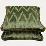Lee Jofa Flamest Holland Moss Decorative Cushion with Houles Brush Fringe