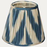 Blue and Cream Silk Cotton Lampshade with Candle Clip Fitting