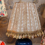 Jasper Dutch Stripe Saffron Lampshade with Check Skirt and Silk Tassel Fringe