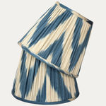 Blue and Cream Silk Cotton Lampshade with Candle Clip Fitting