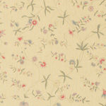 Bennison Chinese Paper Green Blue Pink on Beige Linen