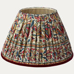 12in/31cm Vintage Hand Block Printed Fabric Lampshade with Velvet Trim
