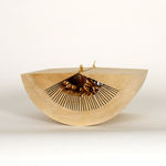 Holzskulptur 'aus meinem archäologischen Tagebuch'von Künstler Stephan Wurmer, 2016, in Pappel, dreiteilig 31 x 134 x 7 cm