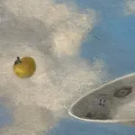 Olga Antonova FLYING STILL LIFE, 2022 Oil on Canvas 22 x 22 in. 55.9 x 55.9 cm. (OA-740) - Teacups depicted floating in a sky full of clouds.