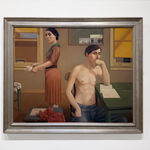 Painting of a man and woman in their city apartment