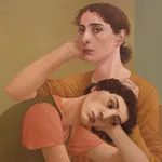 Painting of three women sitting together