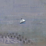 Abstracted painting of a harbor scene