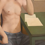 Painting of a man and woman in their city apartment