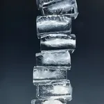 Painting of ice cubes in front of a black background