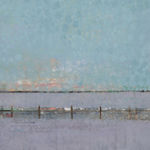 Abstracted painting of a harbor scene