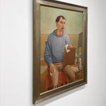 Self portrait painting with blue shirt