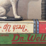 Dog figurine staring at oreo tower