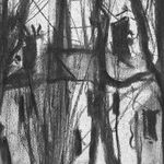 Gerard_Byrne_Dog_Walkers_on_Dartmouth_Square_contemporary_impressionism_charcoal_sketch_detail