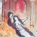 MARC CHAGALL, When Abdullah got the Net Ashore…, from: Four Tales from the Arabian Nights, 1948