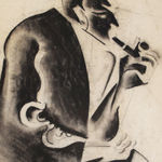 HUGO SCHEIBER, Couple at the Table with Flowers, circa 1930-40