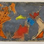 LYONEL FEININGER, Three Figures with Umbrellas, ca. 1954