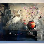 jason wheatley white heron still life painting
