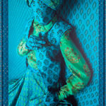 Alia Ali Gilman Contemporary blue portrait with fabtic
