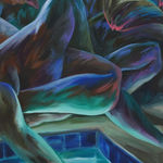 abstract painting of legs by a pool of water