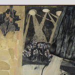 Oil on canvas of a pair of massive neutral colored sneakers