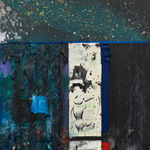 A mixed media painting of an abstract room