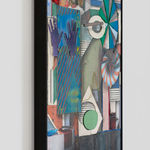 A mixed media piece of abstract scene.