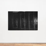 A black and white inkjet print of a Chinese partition.