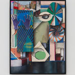 A mixed media piece of abstract scene.