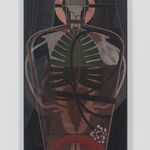 oil painting depicting the contents of an ethereally rendered torso, gazing out from a window