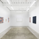 Installation view of Scott Albrecht's exhibition "What Holds Us" at Hashimoto Contemporary, San Francisco. Depicted from left to right: "The Meaning Of Familiar Words," "The Wind In Our Hands," "Exceptance," "The Language of Listening," "Depths of Being," "The Gravity We Find," and "The Path Of Time."