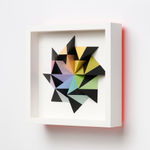 wooden geometric wall sculpture by Sean newport - rainbow