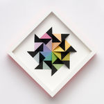 wooden geometric wall sculpture by Sean newport - rainbow