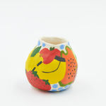 Jackie Brown small ceramic pinch pot with fruit painted on it