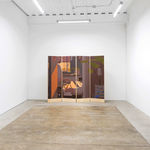 installation view of Adrian Kay Wong's exhibition "Same Time, Same Place," at Hashimoto Contemporary, San Francisco. From left to right: "Overcast," "Dotting the Eyes," and "Fluorescent."