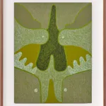 abstract organic drawing in a green color palette by artist Rachel Kaye