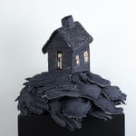 Tania Alvarez sculpture of house on bed of hands