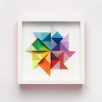 wooden geometric wall sculpture by Sean newport - rainbow