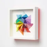 wooden geometric wall sculpture by Sean newport - rainbow