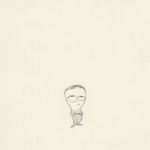 Drawing of an animated person in a striped outfit looking up