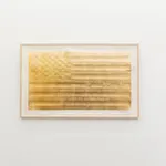 Andrew Schoultz To Whom It May Concern gold leaf American flag painting
